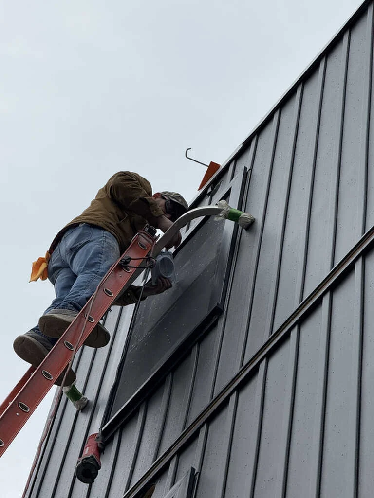 Exterior work underway