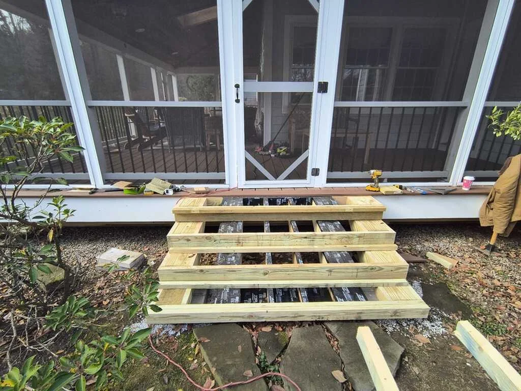 Porch step construction