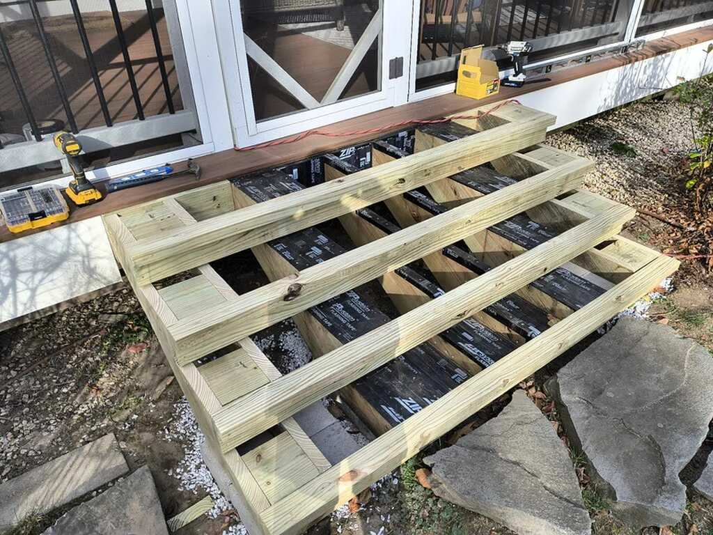 Exterior steps underway